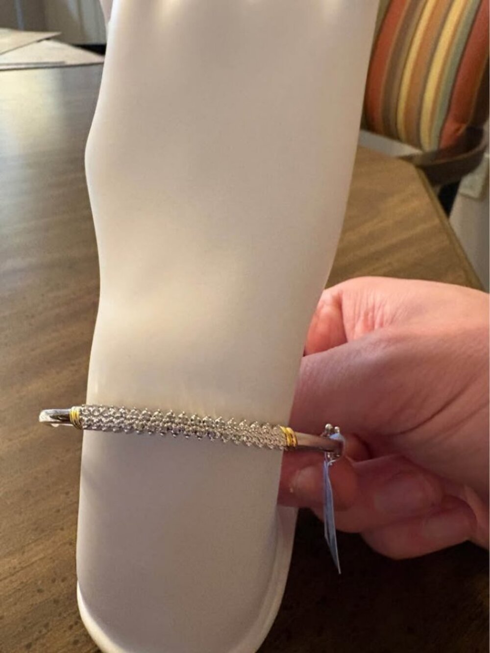 Sterling Silver 0.25 CTTW Natural Diamond Bangle Bracelet